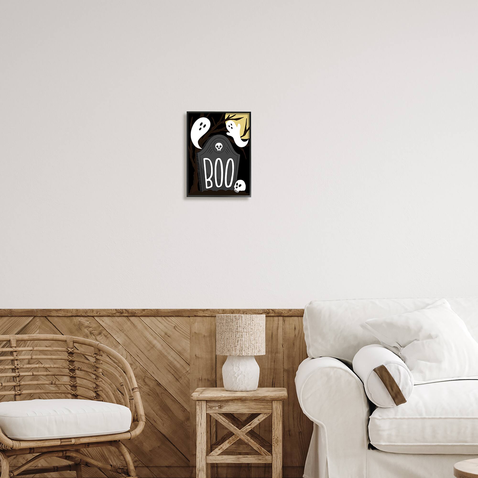 Stupell Industries Boo Haunted Night Gravestone Framed Giclee Art